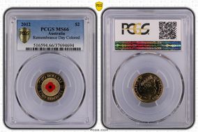 2012 $2 Remembrance Day Colorized MS66