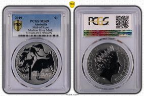 2019 $1 Mob of Roos  Merlion Privy MS69