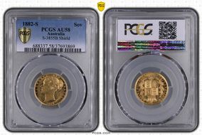 1882-S Sov S-3855B Shield AU58