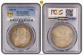 1902-D 5 Mk Long Beard J-153a MS64