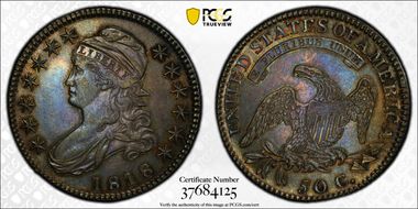 1818 50C O-106a AU58