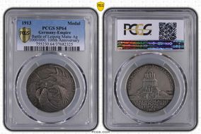 1913 Medal Battle of Leipzig Matte Ag 1000/000, 100th Anniversary SP64