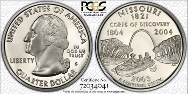 2003-S 25C Missouri Silver PR70DCAM