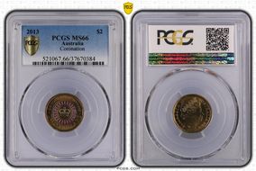 2013 $2 Coronation Colorized MS66