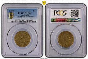 2000 $1 Mule-Struck w/10C Obv AU53