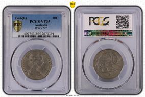 1966(L) 20C Wavy "2" VF35