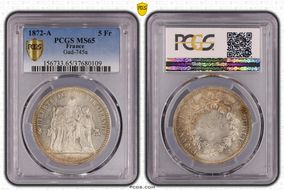 1872-A 5 Fr Gad-745a F-334 MS65