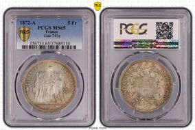 1872-A 5 Fr Gad-745a F-334 MS65