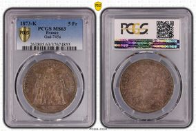 1873-K 5 Fr Gad-745a F-334 MS63