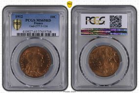 1912 10C Gad-277 F-136 MS65RD