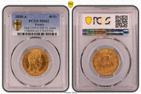 1830-A 40 Fr Gad-1105 F-544 Tr. creux MS62