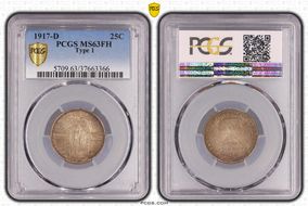1917-D 25C Type 1 MS63FH