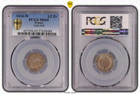 1834-W 1/2 Fr Gad-408 MS65