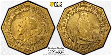 1915-S $50 Panama-Pacific, Octagonal MS64+