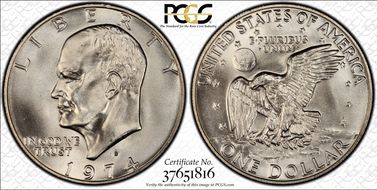 1974-S $1 Silver MS68+