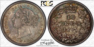 1881-H 10C Missing Serifs on Letters MS66