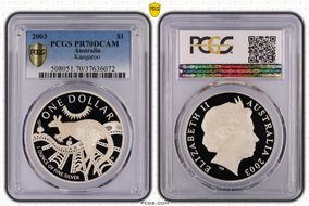 2003 $1 Kangaroo Ag PR70DCAM