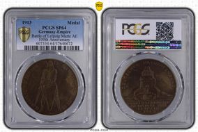 1913 Medal Battle of Leipzig Matte AE 100th Anniversary SP64