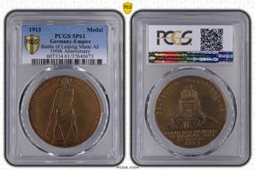 1913 Medal Battle of Leipzig Matte AE 100th Anniversary SP61