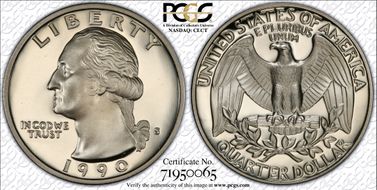 1990-S 25C PR70DCAM