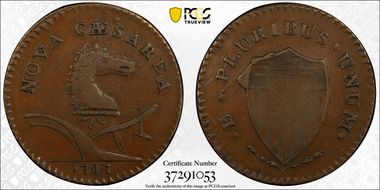 1787 NJ 1/2P Sprig Above Plow, Maris 63-q XF45BN