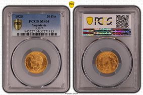 1925 20 Din KM-7  Au MS64