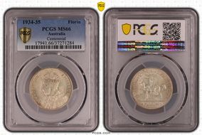 1934-35 Florin Centennial KM-33  Ag MS66