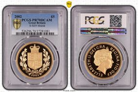 2002 £5 S-SE9 Shield PR70DCAM