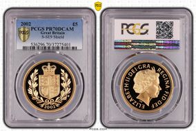 2002 £5 S-SE9 Shield PR70DCAM