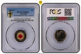 2012-C $2 Remembrance Day Colorized MS66