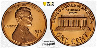 1986-S 1C PR69DCAM