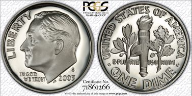 2003-S 10C Silver PR70DCAM