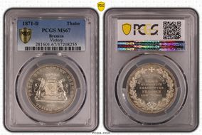 1871-B Thaler Dav-629 Victory KM-249  Ag MS67