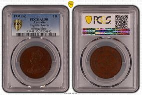 1931 (m) 1D English obverse Aligned date AU50BN