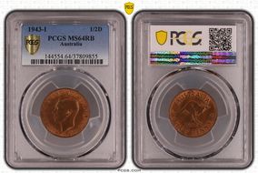 1943-I 1/2D MS64RB