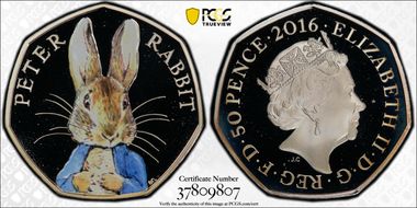 2016 50p S-H34 Peter Rabbit Ag Beatrix Potter PR69DCAM