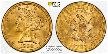 1900 $5 MS64+