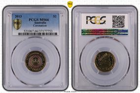 2013 $2 Coronation Colorized MS66
