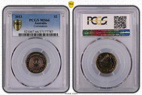 2013 $2 Coronation Colorized MS66