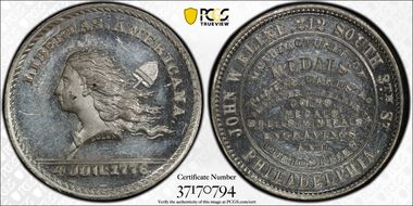 (1876) Token Pa-Ph 205A White Metal John W. Kline N1