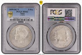 1899-SG V 5 Pta (1899) KM-707  Ag MS62