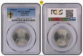 1954(m) Florin Royal Visit KM-55  Ag MS63