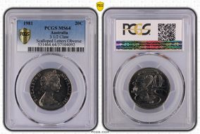 1981 20C 3 1/2 Claw Scalloped Letters Obverse MS64