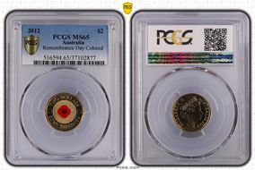 2012 $2 Remembrance Day Colorized MS65
