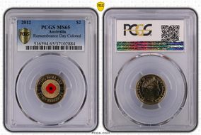 2012 $2 Remembrance Day Colorized MS65