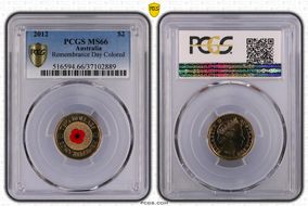 2012 $2 Remembrance Day Colorized MS66