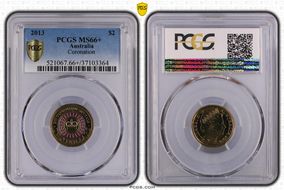 2013 $2 Coronation Colorized MS66+