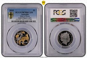 2014 $1 Mob of Roos CuNi Partial Gilt PR70DCAM