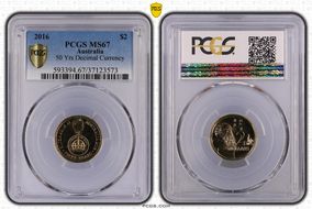 2016 $2 50 Yrs Decimal Currency MS67