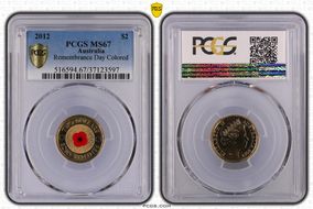 2012 $2 Remembrance Day Colorized MS67